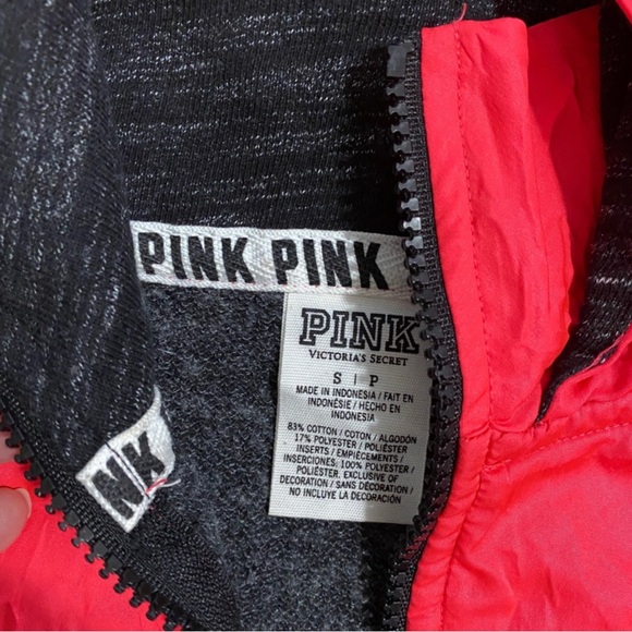 PINK Victoria’s Secret pink and charcoal gray half-zip hoodie - size S - Picture 3 of 3